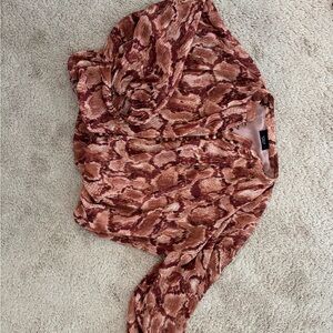 Vici Snake Print Blouse in Brown and Pink